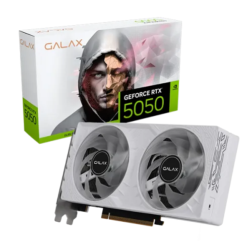 GALAX GeForce RTX 5050 8GB GDDR6 128-bit 1-Click OC White Graphics Card with 2560 CUDA Cores and DLSS 4 - 55NSL8MHCZBS