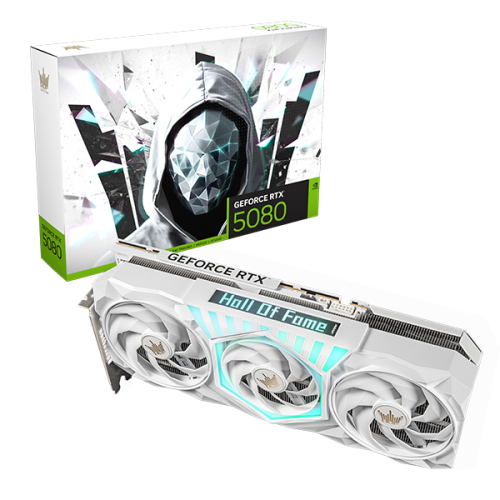 GALAX GeForce RTX 5080 HOF Gaming White Edition 16GB GDDR7 256-bit Graphics Card with 10752 CUDA Cor...