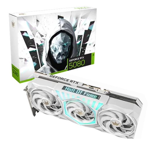 GALAX GeForce RTX 5080 HOF Gaming White Edition 16GB GDDR7 256-bit Graphics Card with 10752 CUDA Cores and DLSS 4 - 58NZN6MDDPFG