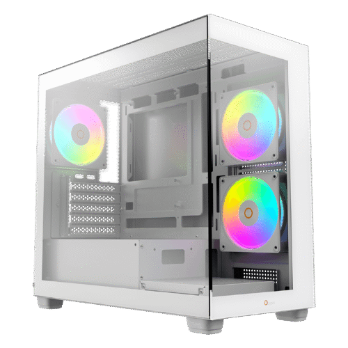 OCYPUS GAMMA C52 WH ARGB Mini-Tower PC Case with Tempered Glass Side Panel and ARGB Fans - GAMMA-C52-WHD300XX-GL