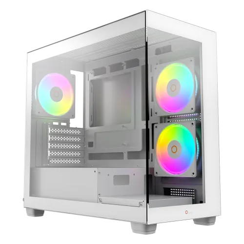 OCYPUS GAMMA C52 WH ARGB Mini-Tower PC Case with Tempered Glass Side Panel and ARGB Fans - GAMMA-C52-WHD300XX-GL