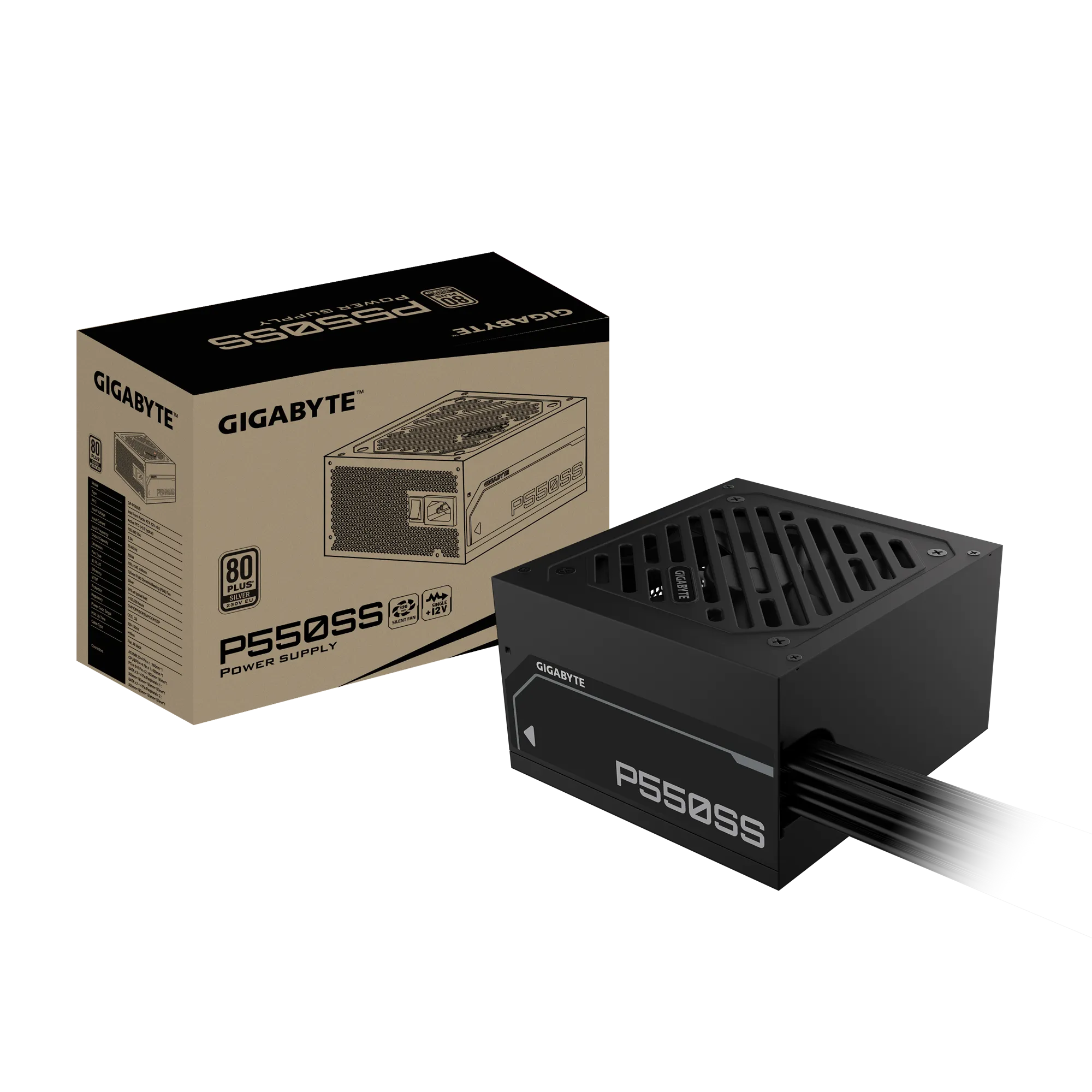 GIGABYTE P550SS 550W 80 Plus Silver ATX 3.0 PSU – GP-P550SS...