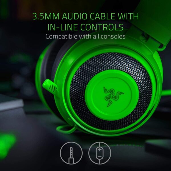 6 Razer Kraken 2019 Green Gaming Headset 7.1 Surround Sound 50 mm Drivers - RZ04-02830200-R3M1