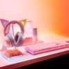 7 Razer Kraken Kitty Quartz Edition USB Gaming Headset with THX 7.1 Spatial Audio and Chroma RGB Kitty Ears - RZ04-02980200-R3M1