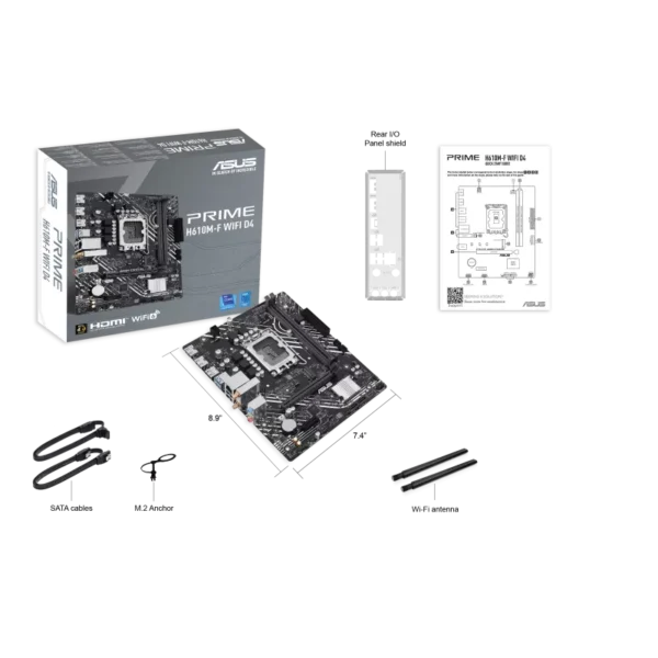 ASUS PRIME H610M-F WIFI D4 Micro-ATX Motherboard Intel H610 LGA 1700 DDR4 PCIe 4.0 WiFi 6 - PRIME H610M-F WIFI D4