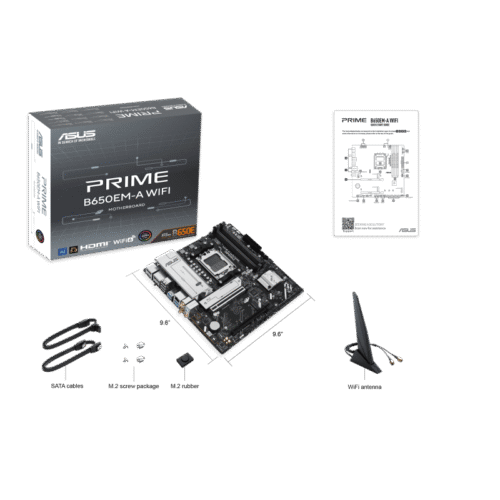 ASUS PRIME B650EM-A WIFI Micro-ATX Motherboard AMD B650 DDR5 PCIe 5.0 Wi-Fi 6 - PRIME B650EM-A WIFI