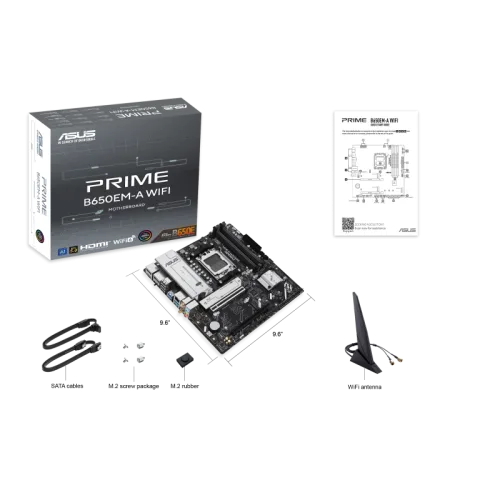 ASUS PRIME B650EM-A WIFI Micro-ATX Motherboard AMD B650 DDR5 PCIe 5.0 Wi-Fi 6 - PRIME B650EM-A WIFI