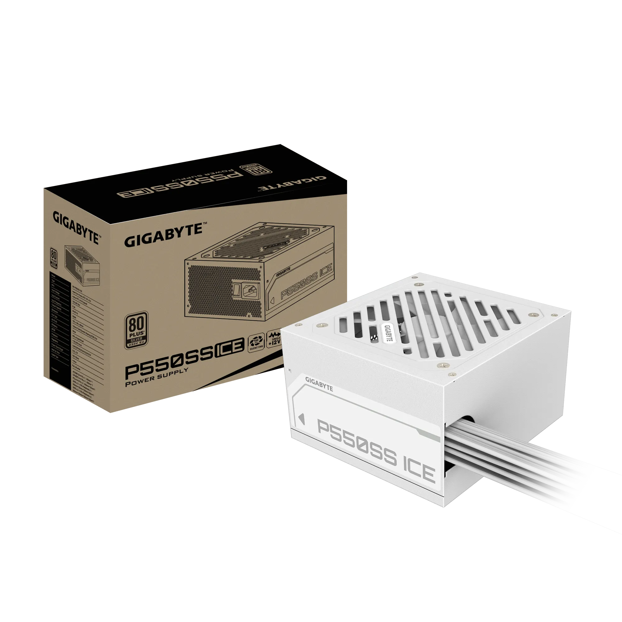 GIGABYTE P550SS-ICE 550W 80 Plus Silver ATX 3.0 PSU White – GP-P550SS-ICE...