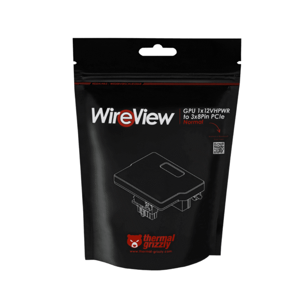 7 Thermal Grizzly WireView GPU Adapter Power Monitor 1x12VHPWR to 3x8Pin PCIe Normal Aluminum Black OLED - TG-WV-P38H1N