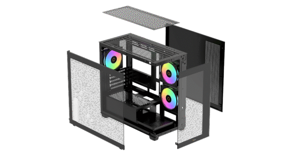 OCYPUS GAMMA C52 BK ARGB Mini-Tower PC Case with Tempered Glass Side Panel and ARGB Fans - GAMMA-C52-BKD300XX-GL