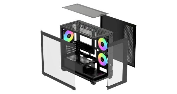 OCYPUS GAMMA C52 BK ARGB Mini-Tower PC Case with Tempered Glass Side Panel and ARGB Fans - GAMMA-C52-BKD300XX-GL