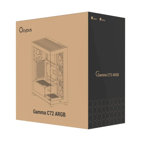 Ocypus GAMMA C72 BK ARGB Panoramic Mid-Tower Case 4x120mm ARGB Fans 360mm Radiator Support - Gamma-C72-BKD400XX-GL