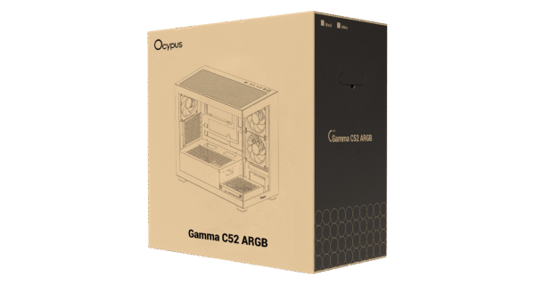 OCYPUS GAMMA C52 BK ARGB Mini-Tower PC Case with Tempered Glass Side Panel and ARGB Fans - GAMMA-C52-BKD300XX-GL
