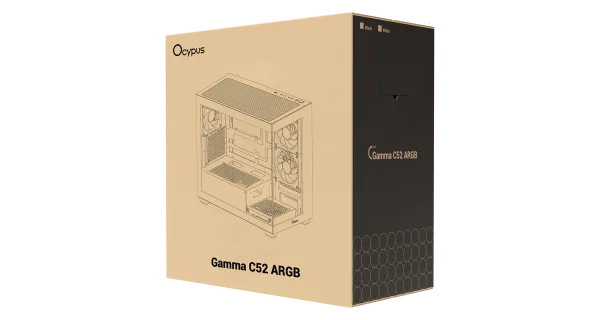 OCYPUS GAMMA C52 BK ARGB Mini-Tower PC Case with Tempered Glass Side Panel and ARGB Fans - GAMMA-C52-BKD300XX-GL