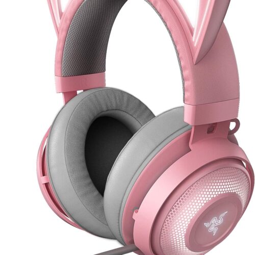 Razer Kraken Kitty Quartz Edition USB Gaming Headset with THX 7.1 Spatial Audio and Chroma RGB Kitty Ears - RZ04-02980200-R3M1