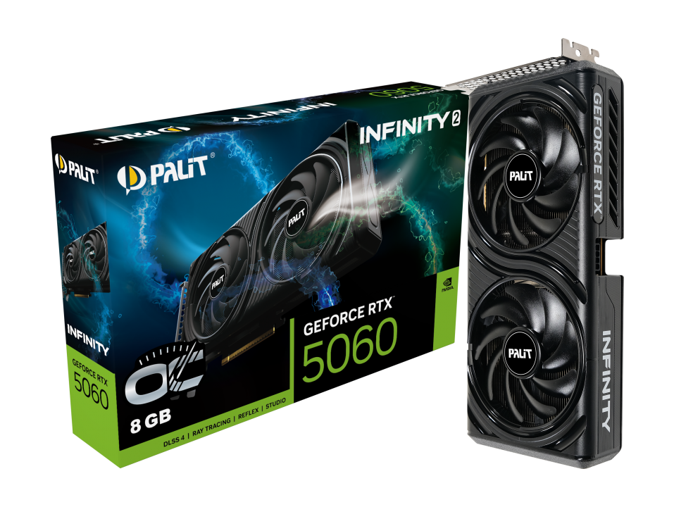 PALIT GeForce RTX 5060 Infinity 2 OC 8GB GDDR7 Graphics Card – NE75060V19P1-GB2063L...