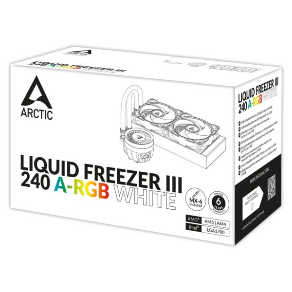 Arctic Liquid Freezer III 240 A-RGB White All-in-One CPU Water Cooler LGA1851 LGA1700 AM5 AM4 with MX-6 Thermal Paste - ACFRE00150A