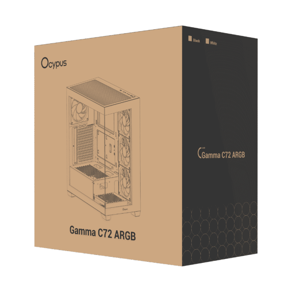 Ocypus GAMMA C72 WH ARGB Panoramic Mid-Tower Case 4x120mm ARGB Fans 360mm Radiator Support -  GAMMA-C72-WHD400XX-GL