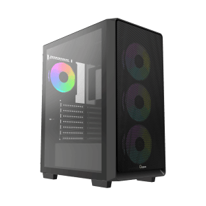 Ocypus GAMMA-C60-BKG400XX-GL Mid-Tower PC Case with Tempered Glass Side Panel and ARGB Fans - GAMMA-C60-BKG400XX-GL