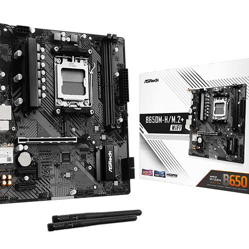 ASRock B650M-H/M.2+ WiFi Micro ATX AM5 DDR5 PCIe 5.0 M.2 Gen5 Wi-Fi 5 Motherboard