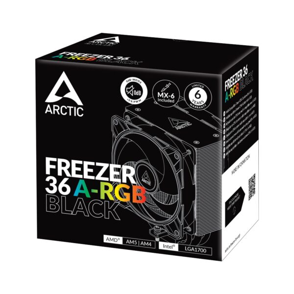 Arctic Freezer 36 A-RGB Black Tower CPU Cooler LGA1851 LGA1700 AM5 AM4 with MX-6 Thermal Paste - ACFRE00124A