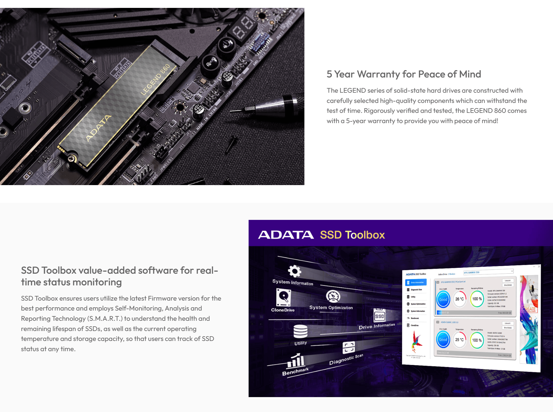 ADATA LEGEND 860 PCIe Gen4 x4 M.2 2280 NVMe SSD - Up to 6000MB/s - PS5 Compatible - 500GB | 1TB | 2TB