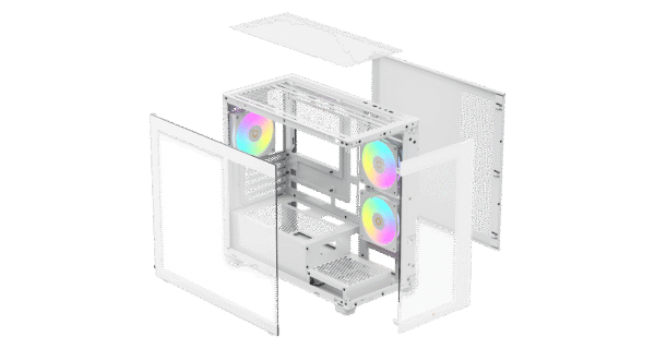 OCYPUS GAMMA C52 WH ARGB Mini-Tower PC Case with Tempered Glass Side Panel and ARGB Fans - GAMMA-C52-WHD300XX-GL