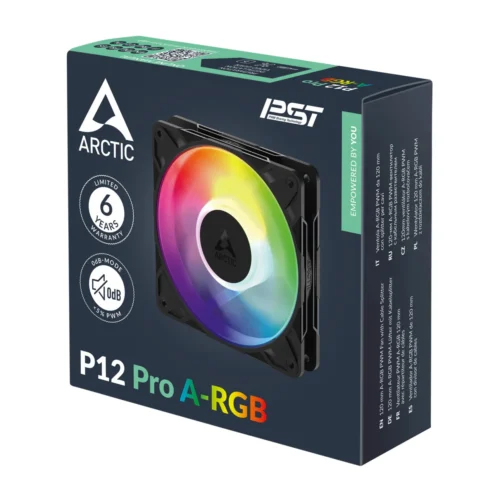 Arctic P12 Pro A-RGB 120 mm PWM Fan 600-3000 rpm Hydrodynamic Sleeve Bearing with 12 LEDs - ACFAN00309A