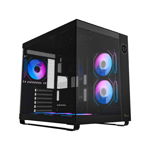 OCYPUS IOTA C70 Mid-Tower Case Dual Tempered Glass 6 ARGB Fans Black - IOTA-C70-BKD600XX-GL