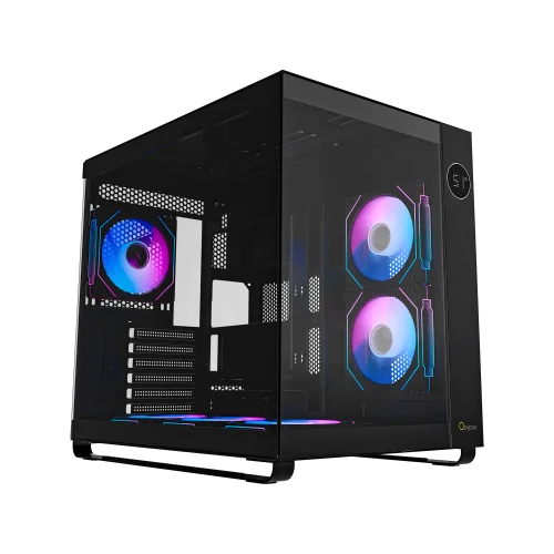 OCYPUS IOTA C70 Mid-Tower Case Dual Tempered Glass 6 ARGB Fans Black - IOTA-C70-BKD600XX-GL