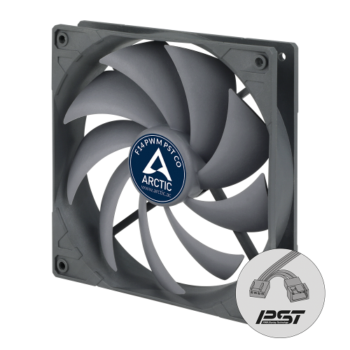 ARCTIC F14 PWM PST CO 140 mm Case Fan Dual Ball Bearing Black Single Fan - ACFAN00080A