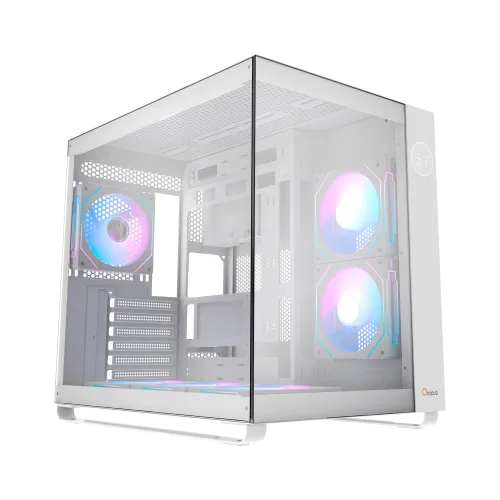 OCYPUS IOTA C70 Mid-Tower Case Dual Tempered Glass 6 ARGB Fans White - IOTA-C70-WHD600XX-GL
