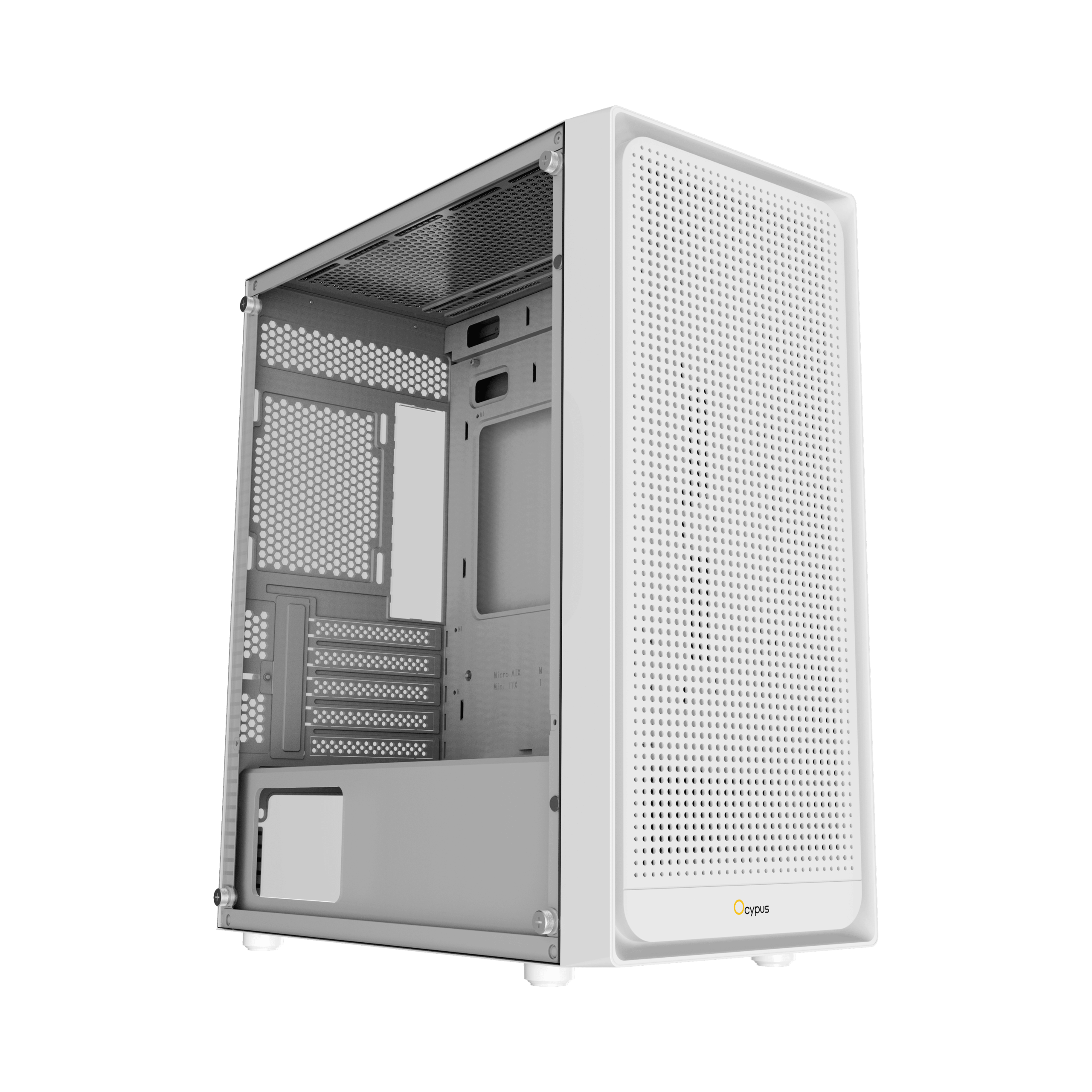 OCYPUS GAMMA C50 Mini-Tower Case High Airflow Mesh White [PROMO: Free 3 pcs Gamma F12 Elite Fans whi...