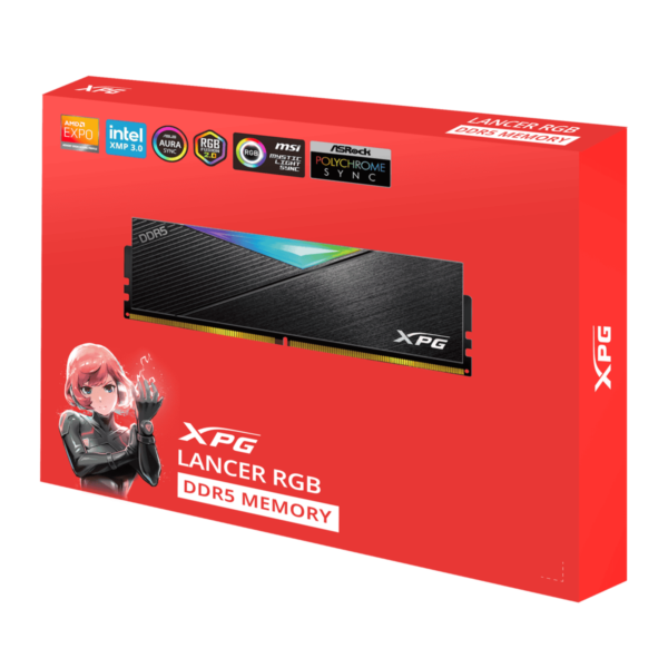 lancer-rgb-pk-dual-bk Adata XPG Lancer RGB 64GB (2x32GB) DDR5 5600MHz CL36 Black - AD-AX5U5600C3632G-DCLARBK-BOX