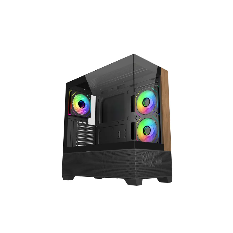 Cooler Master Elite 690 Mid-Tower ATX Case Black Wood Tempered Glass USB 3.2 Gen 2×2 Type-C &#8...