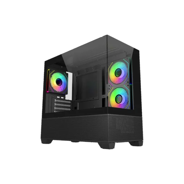 Cooler Master Elite 490 Black Compact Micro-ATX Case with Dual Tempered Glass and 360mm Radiator Support - E490-KHNN-S00C