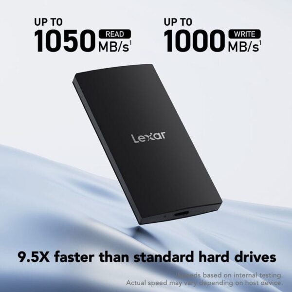 Lexar SL300 Portable SSD 1TB USB 3.2 Gen 2 1050MB/s Read 1000MB/s Write Black - LSL300001T-RNBNG