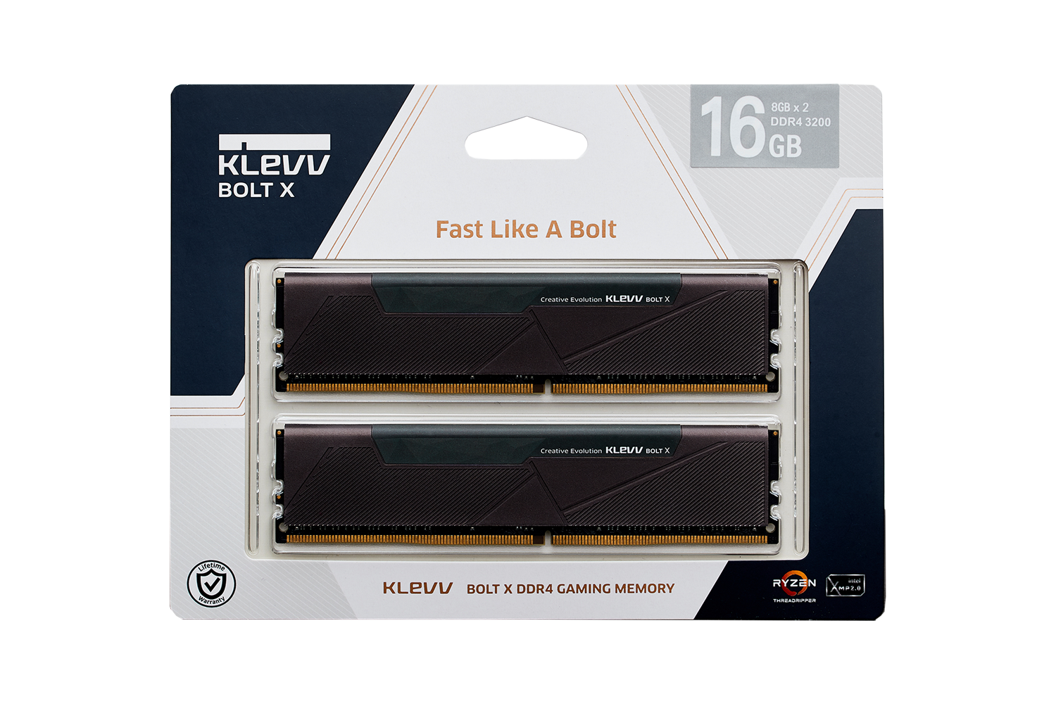 Klevv Bolt X DDR4 16GB (8GBx2) 3200MT/s Desktop Memory – KD4AGUA80-32A160T...