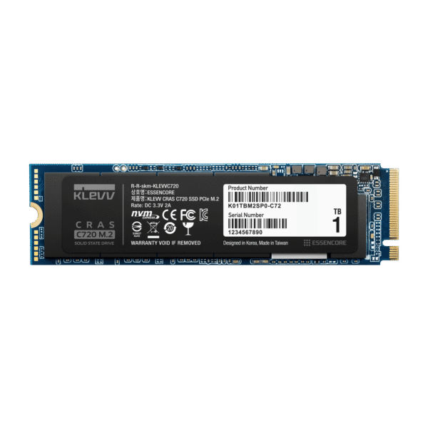 1 Klevv Cras C720 1TB M.2 NVMe PCIe Gen3x4 SSD 3400MB/s 3D TLC NAND - K01TBM2SP0-C72