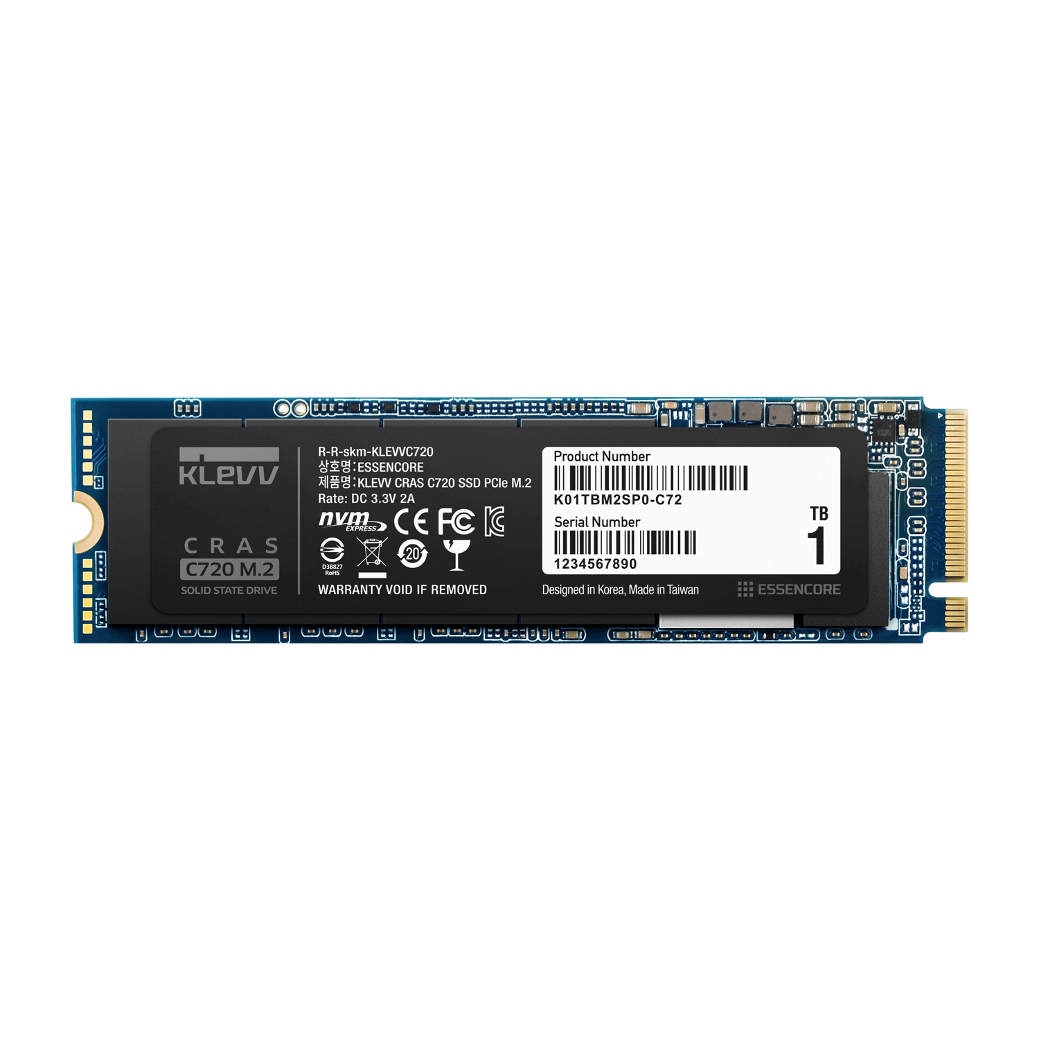 Klevv Cras C720 1TB M.2 NVMe PCIe Gen3x4 SSD 3400MB/s 3D TLC NAND - K01TBM2SP0-C72 2 Klevv Cras C720 1TB M.2 NVMe PCIe Gen3x4 SSD 3400MB/s 3D TLC NAND - K01TBM2SP0-C72 - Image 2