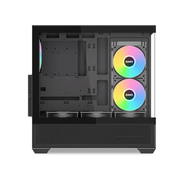 1 SAMA V40 270-Degree Dual Glass Mid-Tower with 6 ARGB Fans Black - V40-BKADA6X1-GL