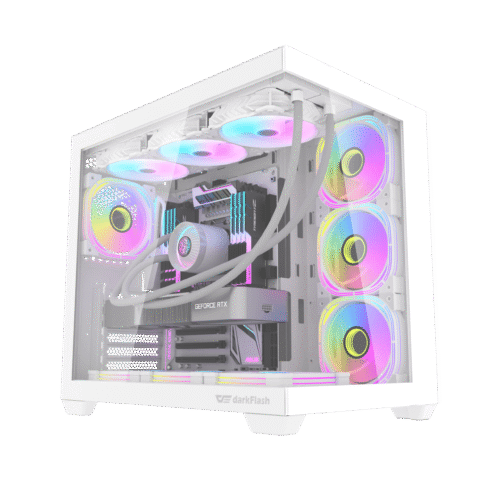 DarkFlash C285P V2 Dual Chamber ATX PC Case Tempered Glass - C285P-V2 Black | White - White