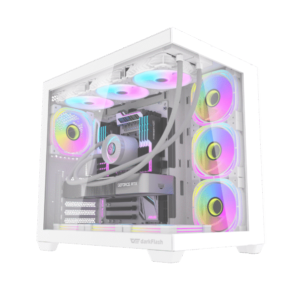 DarkFlash C285P V2 Dual Chamber ATX PC Case Tempered Glass - C285P-V2 Black | White