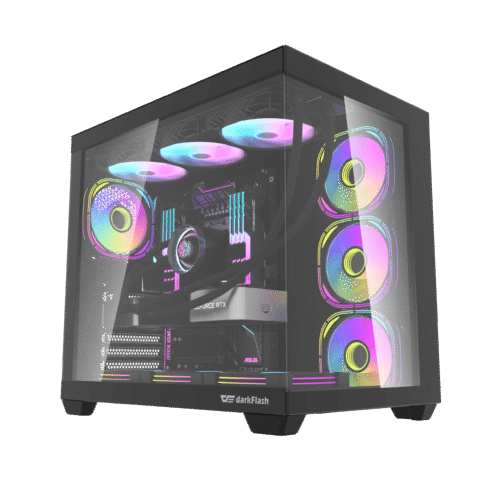DarkFlash C285P V2 Dual Chamber ATX PC Case Tempered Glass - C285P-V2 Black | White - Black