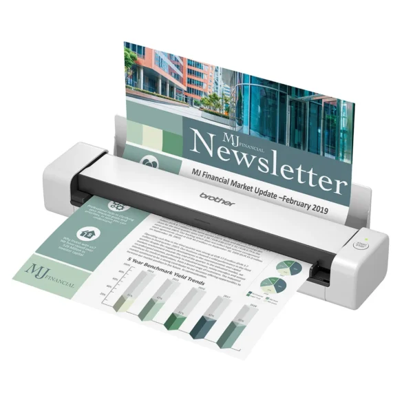 Brother DS-740D Portable USB-Powered Duplex Mobile Scanner, 15ppm/30ipm, 600dpi, 1.8m Long Paper - DS-740D