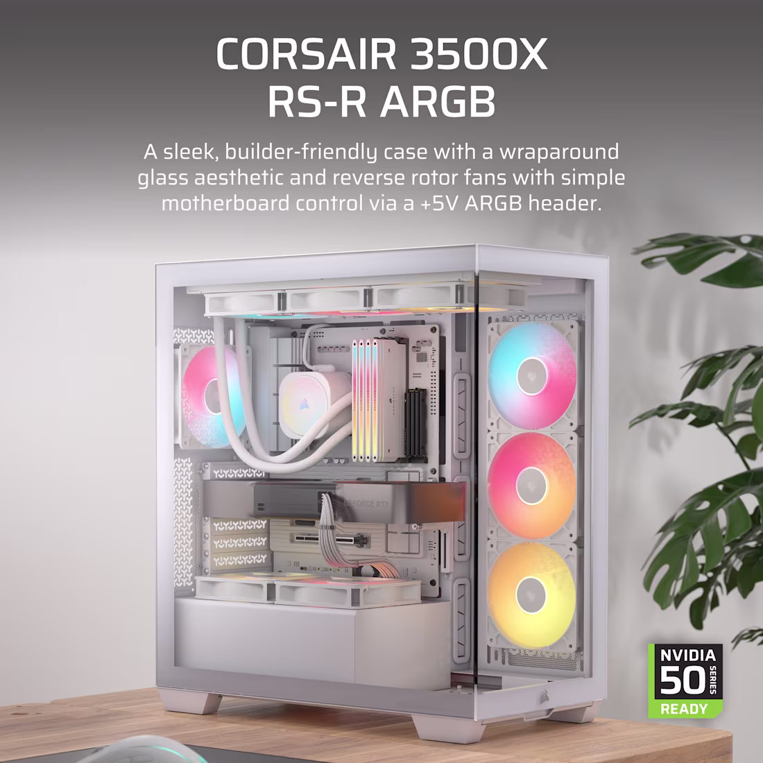 CORSAIR 3500X RS-R ARGB Wrap-Around Tempered Glass Mid-Tower White - CS-CC-9011323-WW 8 CORSAIR 3500X RS-R ARGB Wrap-Around Tempered Glass Mid-Tower White - CS-CC-9011323-WW - Image 8