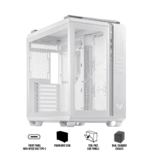 ASUS TUF Gaming GT502 Dual-Chamber Tempered Glass Mid-Tower White - GT502 TUF GAMING CASE WHT TG