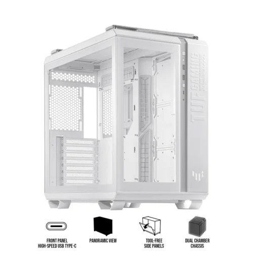 ASUS TUF Gaming GT502 Dual-Chamber Tempered Glass Mid-Tower White - GT502 TUF GAMING CASE WHT TG