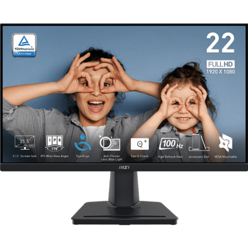 MSI PRO MP225 21.5" Full HD IPS 100Hz Monitor with EyesErgo, Adaptive-Sync, Accessory Slot - PRO MP225