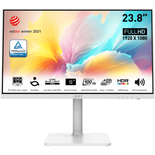 MSI Modern MD2412PW 21.45 Inch FHD VA Monitor 1920x1080 100Hz 1ms 4000:1 EyesErgo Adaptive-Sync - MODERN MD2412PW